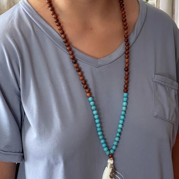 Wood and turquoise Meditation Mala. - Picture 4 of 4